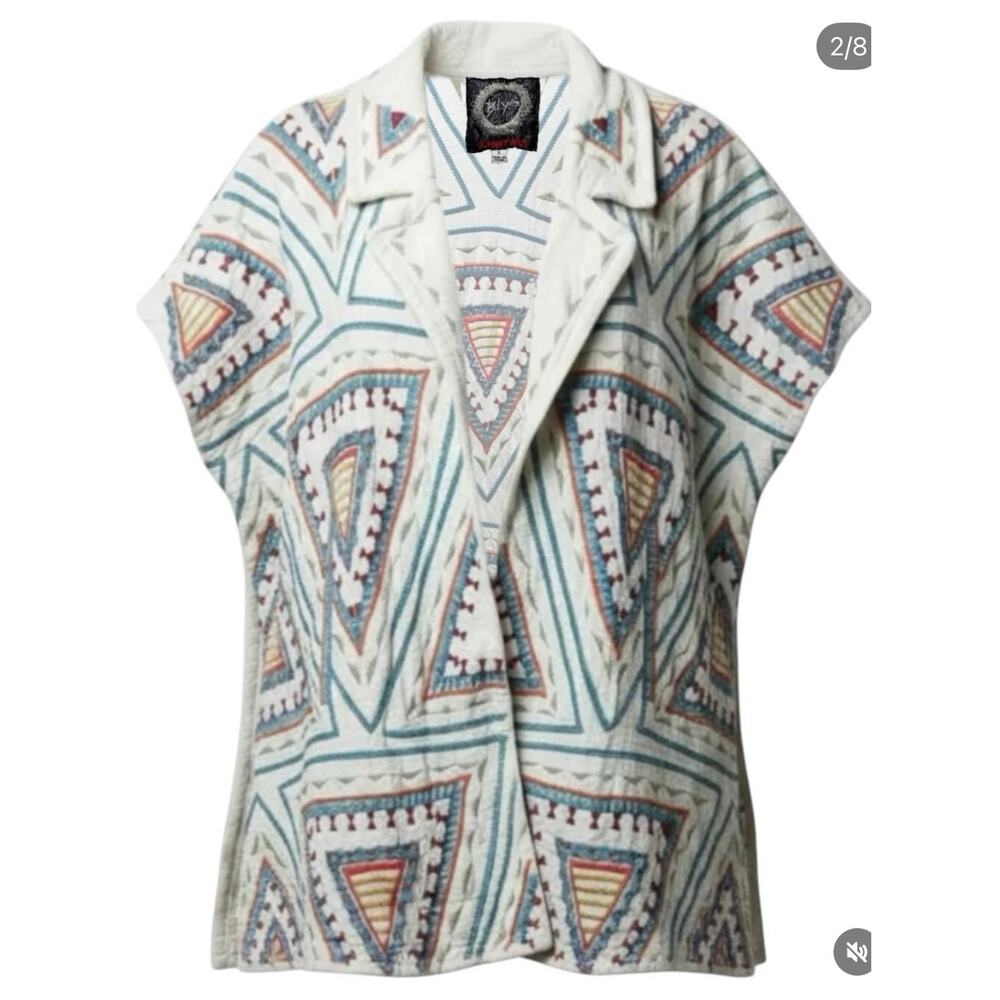 Johnny Was Biya Zendaya Embroidered Notched-Collar Kimono Pockets Size Small - Picture 2 of 11